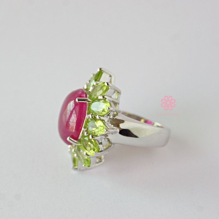 Peridot-Ring aus Roségold | Sterlingsilber und Weißgold | 30 Karat