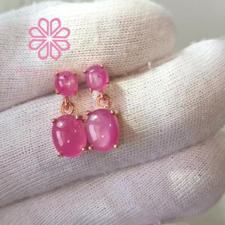 Sparkling Ruby Dangle Earrings in Rose Gold Plated Silver