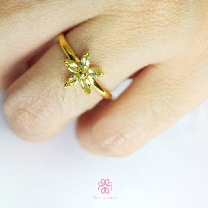 Echter Peridot-Blumenring | Sterlingsilber, Glücksbringer