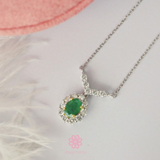 Raw Emerald Necklace in Sterling Silver - Genuine Gemstone Jewelry
