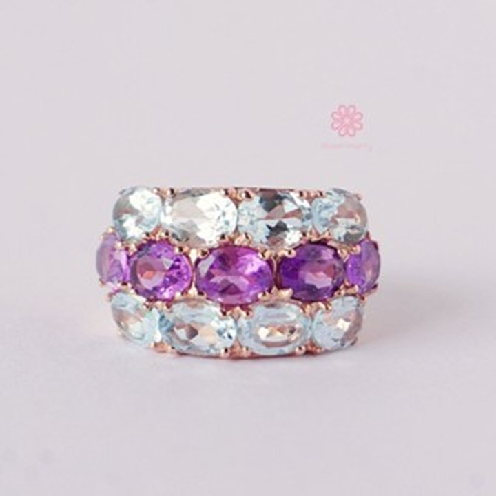 Amethyst- und Topasring in Roségoldfassung – 11 Karat 925 Sterlingsilber