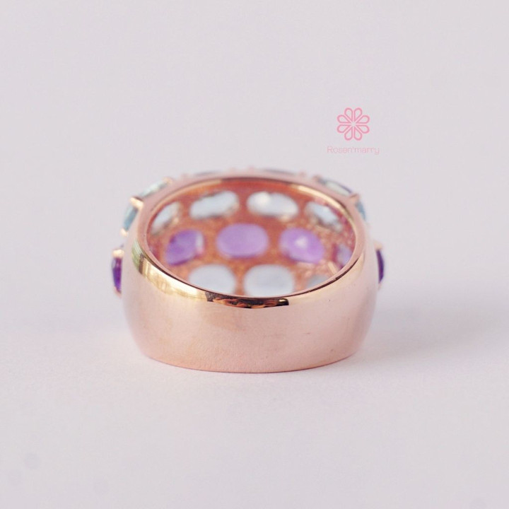 Amethyst- und Topasring in Roségoldfassung – 11 Karat 925 Sterlingsilber