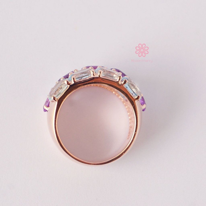 Amethyst- und Topasring in Roségoldfassung – 11 Karat 925 Sterlingsilber