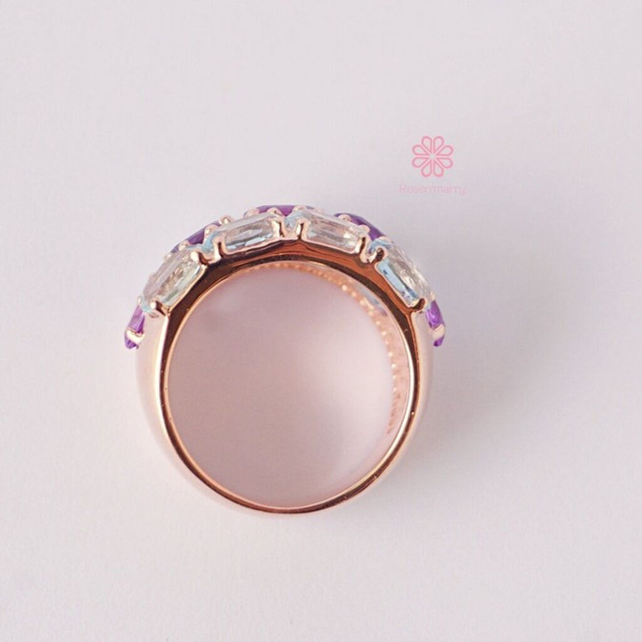 Amethyst- und Topasring in Roségoldfassung – 11 Karat 925 Sterlingsilber
