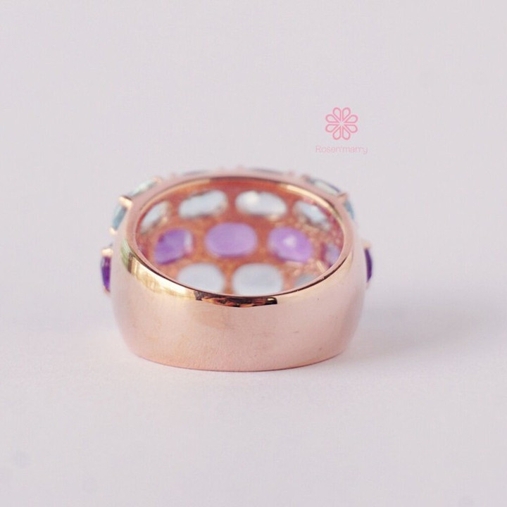Amethyst- und Topasring in Roségoldfassung – 11 Karat 925 Sterlingsilber