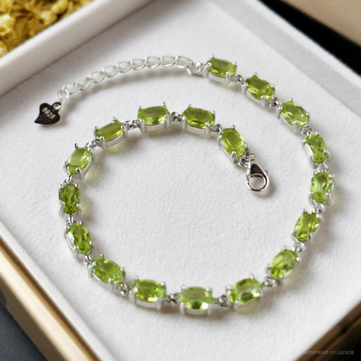 Genuine Peridot Gemstone Bracelet in Sterling Silver | Rosen'marry