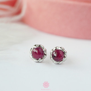 Red Ruby Earrings | Rose Gold Sterling Silver | Gift Box Included