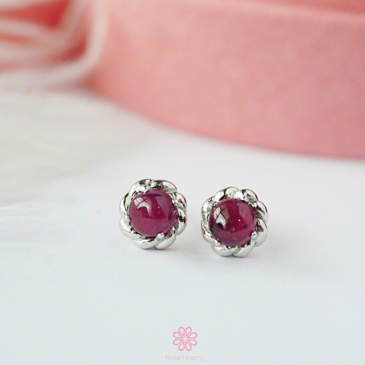 Red Ruby Earrings | Rose Gold Sterling Silver | Gift Box Included