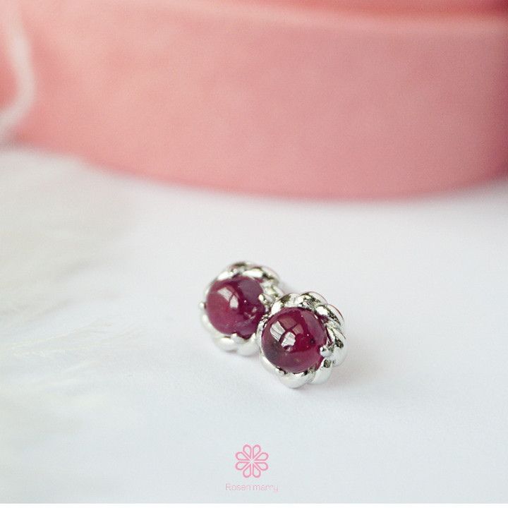 Red Ruby Earrings | Rose Gold Sterling Silver | Gift Box Included