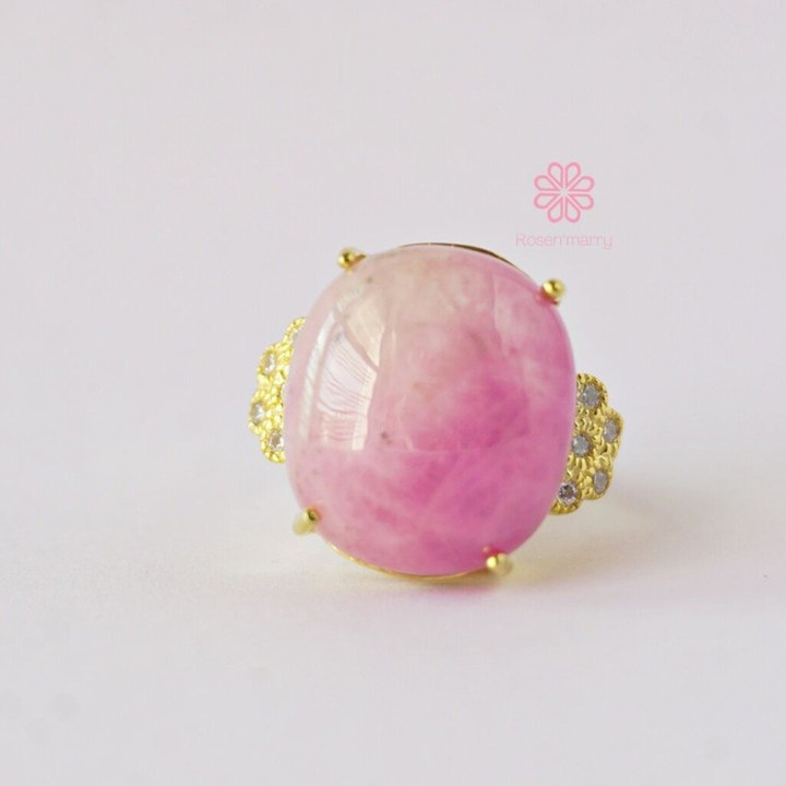 Radiant 36.25ct Ruby Ring | 925 Sterling Silver and Gold Plated