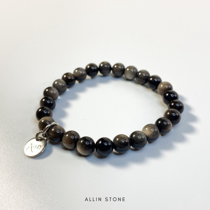 Obsidian Silver Bracelet | Protection and Energy Reflection