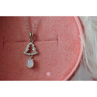 Sky Blue Moonstone Necklace | Sterling Silver, Pink Gold Plating
