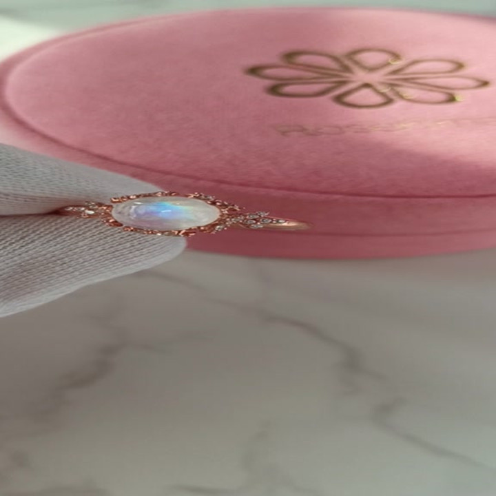 Mondsteinring aus Sterlingsilber | 925 Roségold-plattiertes Design RR079