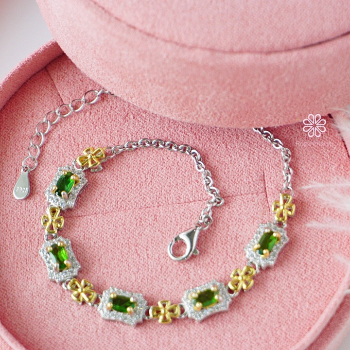 Bracelet en tourmaline | Argent sterling et porte-bonheur