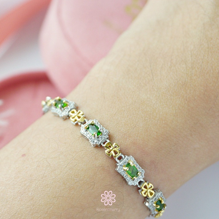 Bracelet en tourmaline | Argent sterling et porte-bonheur