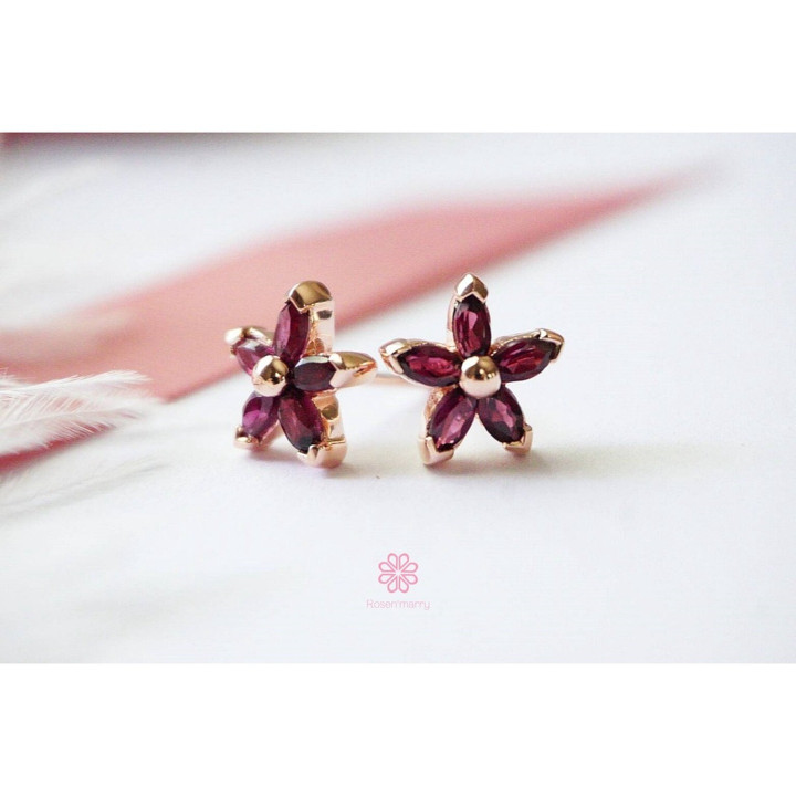 Rhodolith-Ohrringe | Sterlingsilber und Roségold | Geschenkschmuck