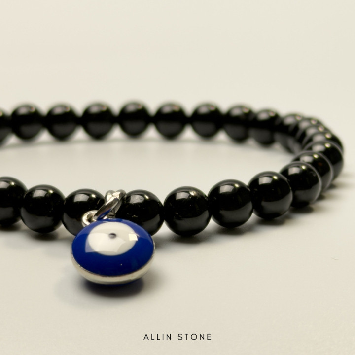 Black Tourmaline Evil Eye Bracelet: Protection and Positive Energy