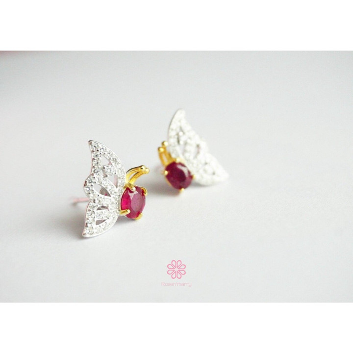 Genuine Ruby Butterfly Earrings | 925 Sterling Silver | Luck and Style