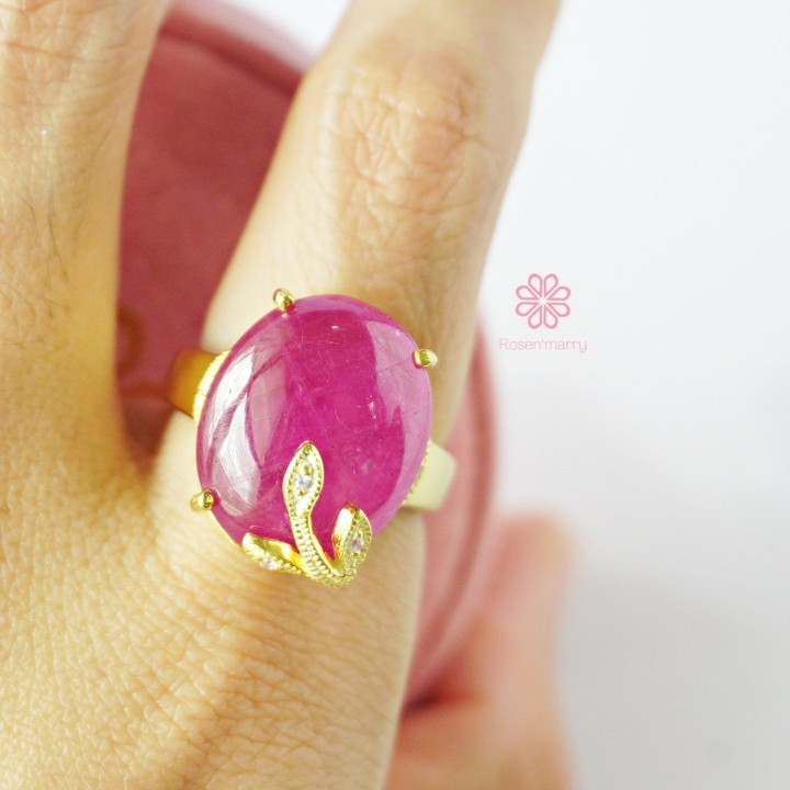 Radiant 19.15ct Ruby Ring in Sterling Silver and Gold