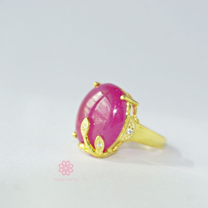 Radiant 19.15ct Ruby Ring in Sterling Silver and Gold