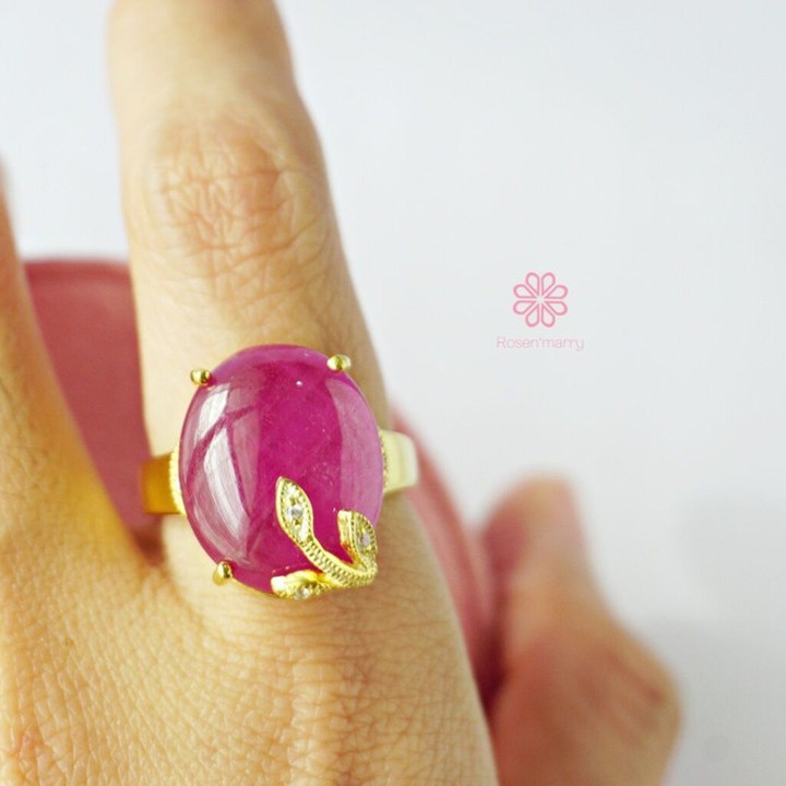 Radiant 19.15ct Ruby Ring in Sterling Silver and Gold