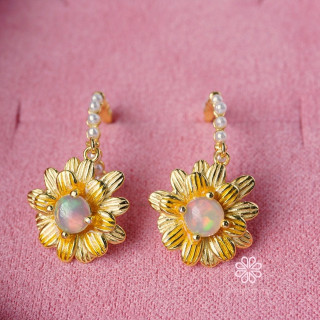 Raw Opal Dangle Earrings | Sterling Silver, Gold-Plated
