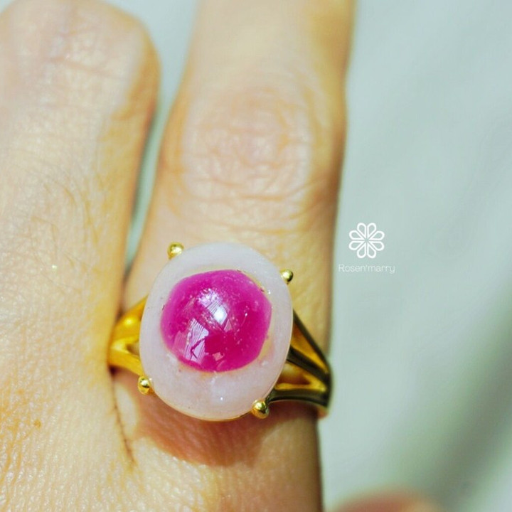17.5 Carat Ruby Ring | 925 Silver, Gold Plated | Size 60