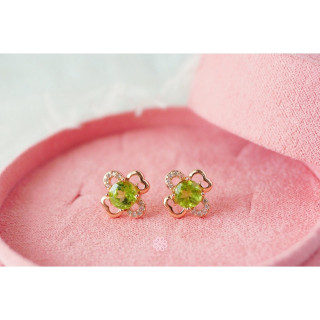 Peridot and Sterling Silver Stud Earrings - RoseMarry Gift Jewelry