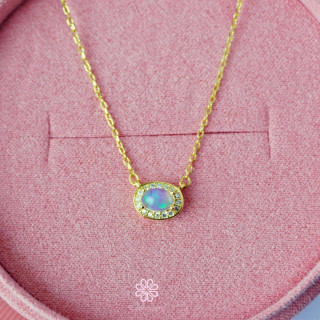 Raw Opal Necklace | 925 Sterling Silver and Gold Plated