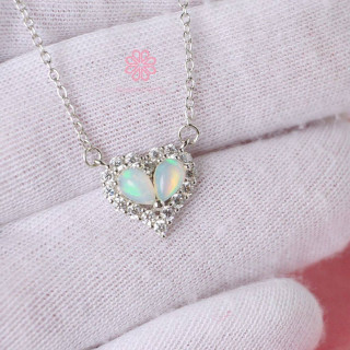 Genuine Opal Necklace | Top Grade, Sterling Silver, Good Fortune