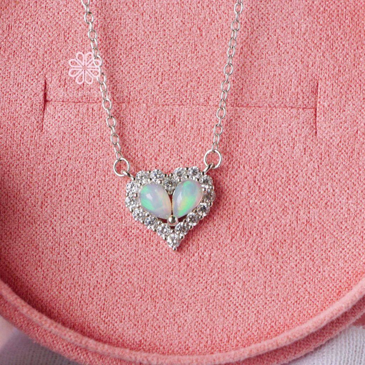 Genuine Opal Necklace | Top Grade, Sterling Silver, Good Fortune
