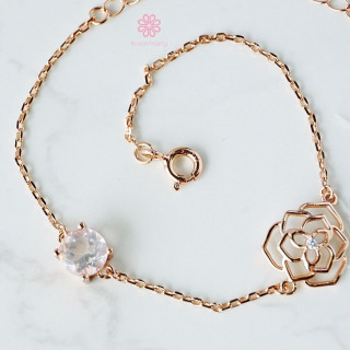 Rose Quartz Bracelet | 925 Sterling Silver, Pink Gold Plated