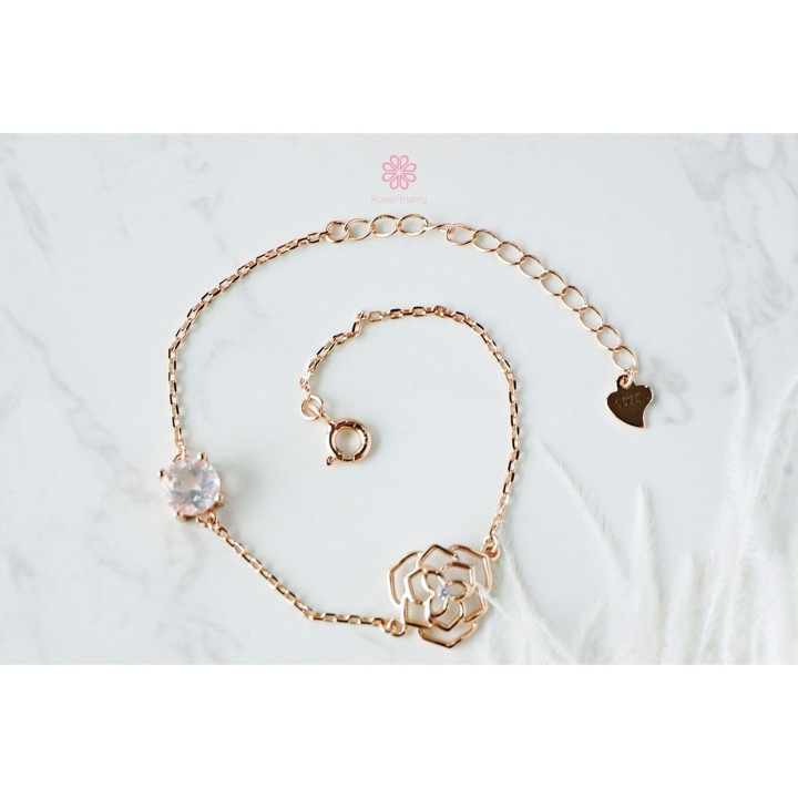 Bracelet en quartz rose | Argent sterling 925, plaqué or rose