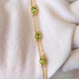Peridot Gemstone Bracelet | 925 Sterling Silver and Gold Plated