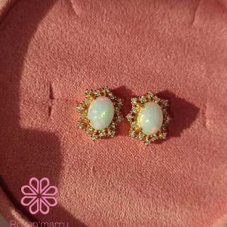 Genuine Opal Stud Earrings in Sterling Silver | Rosen'marry