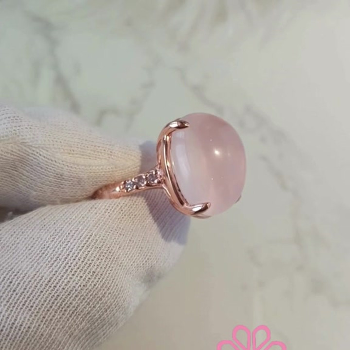 Rosenquarz- und Tansanitring | Sterlingsilber, 23 Karat vergoldet