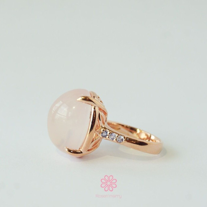 Rosenquarz- und Tansanitring | Sterlingsilber, 23 Karat vergoldet