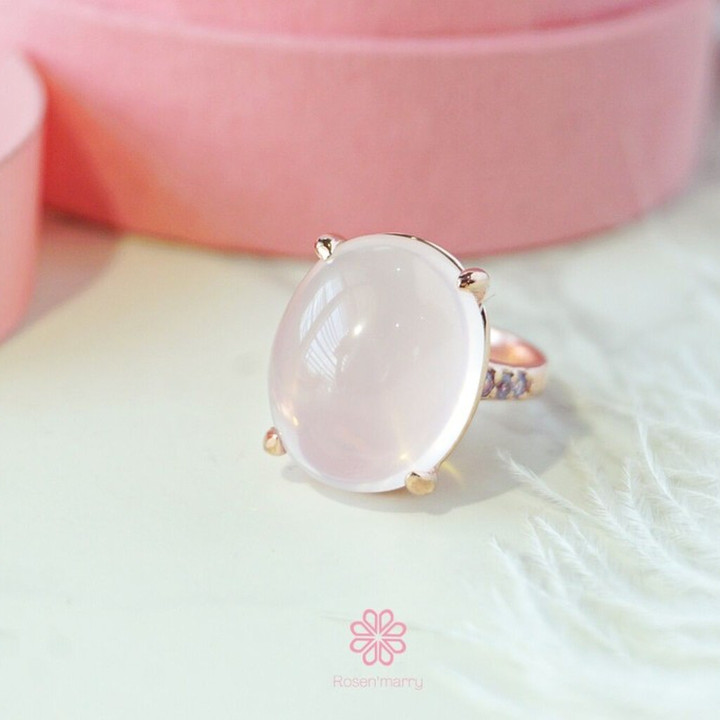 Rosenquarz- und Tansanitring | Sterlingsilber, 23 Karat vergoldet