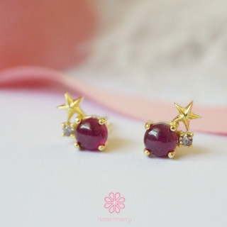 Genuine Ruby Earrings in Sterling Silver and Pink Gold Plating