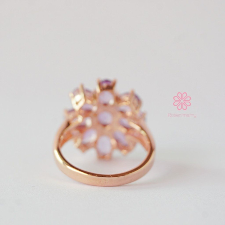 6ct Amethyst Ring in Rose Gold Sterling Silver