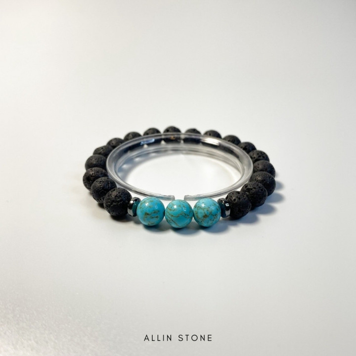 Turquoise and Lava Stone Bracelet | Good Fortune and Protection