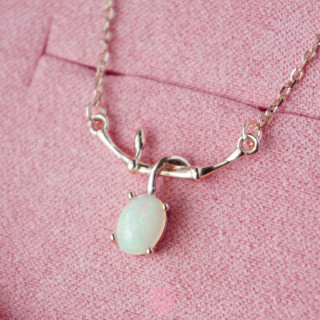 Rose Gold Opal Necklace | 925 Sterling Silver | Genuine Opal