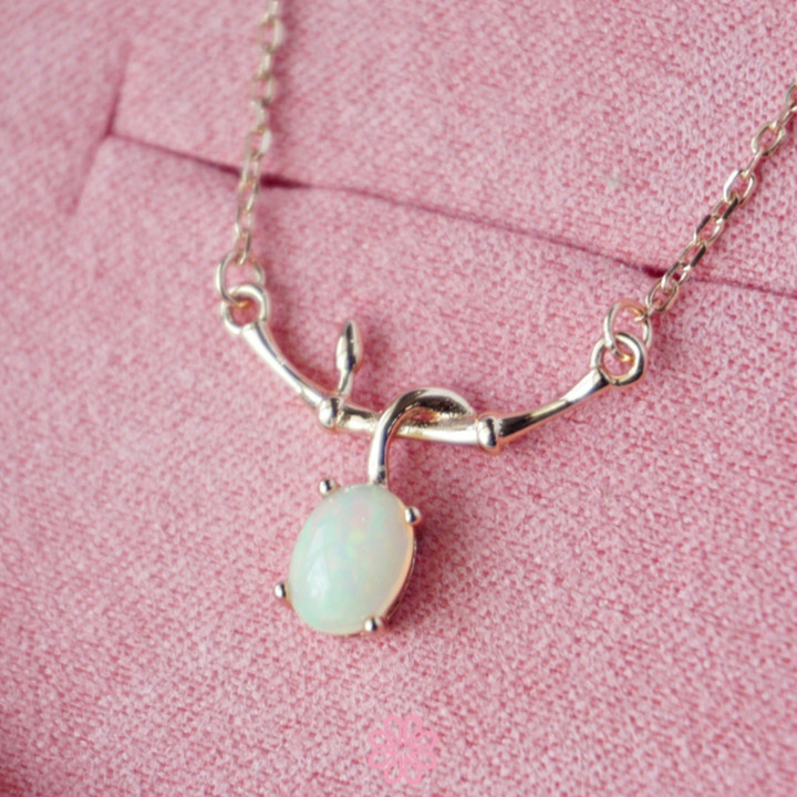 Rose Gold Opal Necklace | 925 Sterling Silver | Genuine Opal