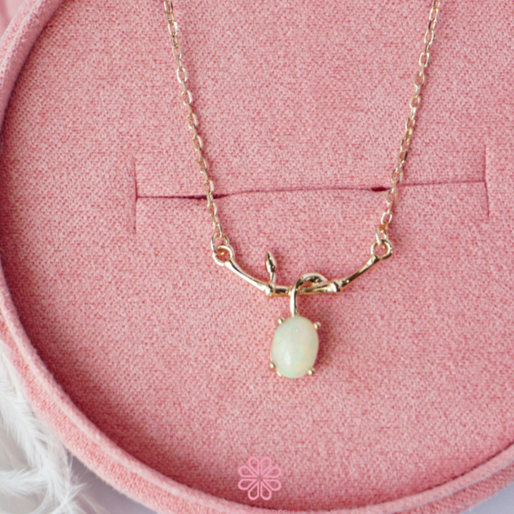 Rose Gold Opal Necklace | 925 Sterling Silver | Genuine Opal