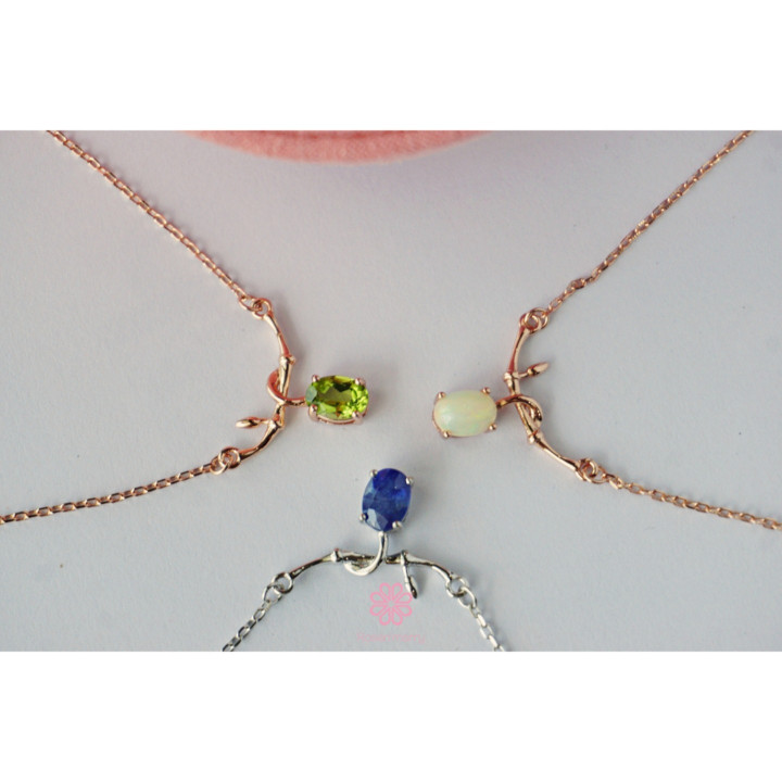 Rose Gold Opal Necklace | 925 Sterling Silver | Genuine Opal