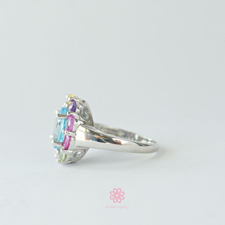 Ring aus Sterlingsilber mit Topas und Saphir – Geburtsstein-Geschenk