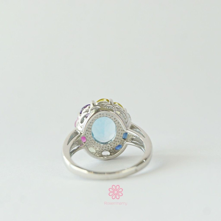 Ring aus Sterlingsilber mit Topas und Saphir – Geburtsstein-Geschenk
