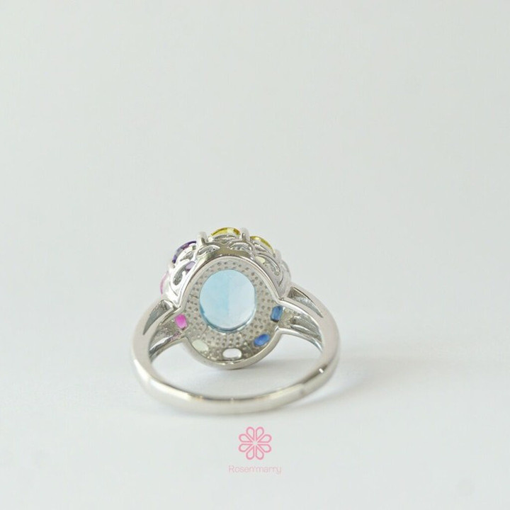 Ring aus Sterlingsilber mit Topas und Saphir – Geburtsstein-Geschenk