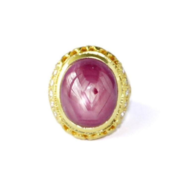 Sparkling 34-Carat Ruby Ring in Sterling Silver and Gold