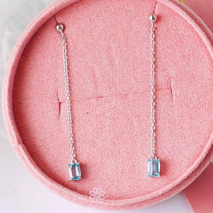 Sparkling Topaz Dangle Earrings | 925 Sterling Silver | Rosen'marry